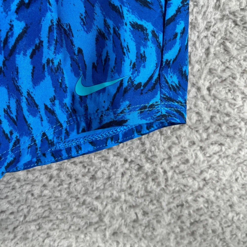 Nike Kids Dri-FIT Training Shorts Blue Abstract Print Elastic Waist‎ Size M